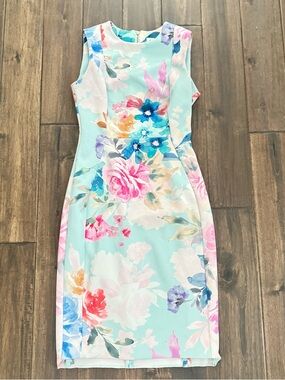 Calvin Klein Bright Multi Floral Feminine Spring Summer Shift Dress 2